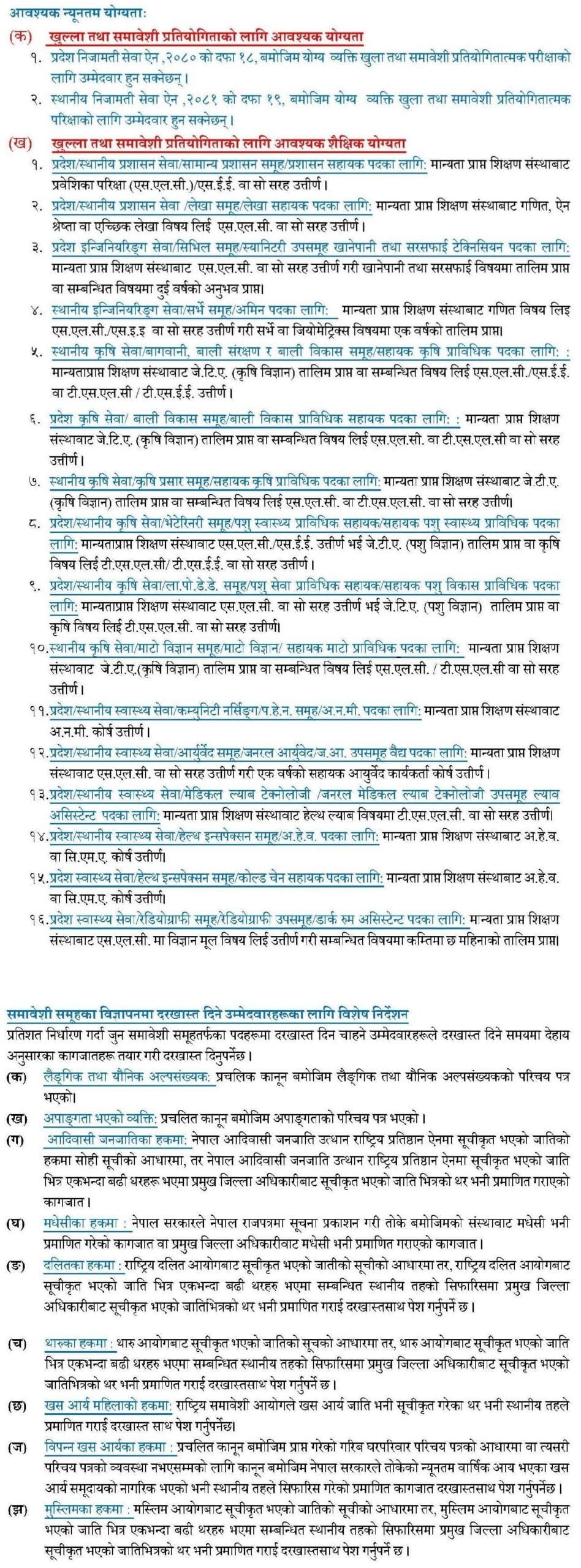 Lumbini Province Loksewa Jobs Notice Minimum Qualifications