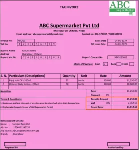 Vat Bill Format