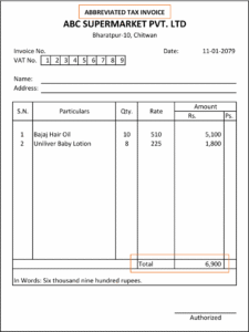 Vat Invoice Format
