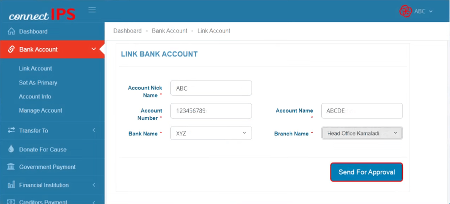 Connect IPS Link Bank Account Self-Verification