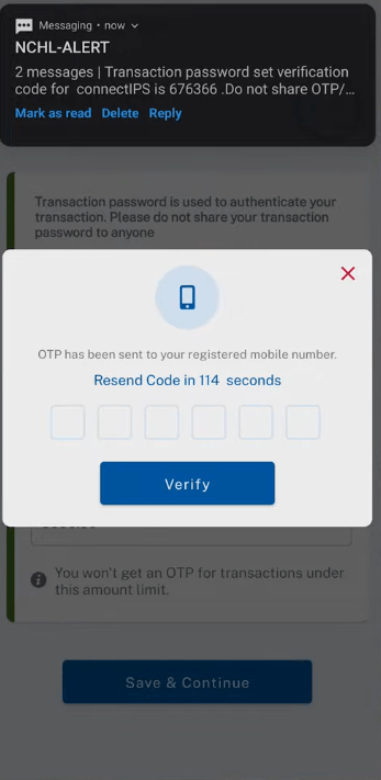 Connect IPS Transaction Pin Verification OTP