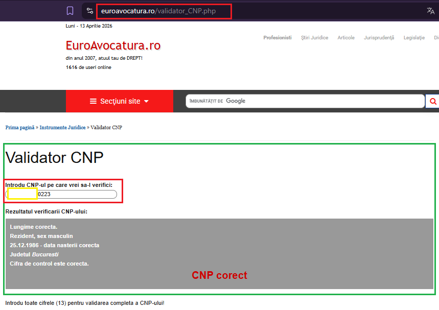 Romania CNP Online Check