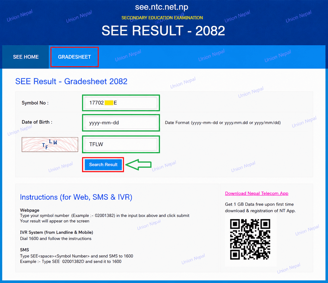 SEE/SLC Result With Mark/Grade Sheet SEE/SLC Result With Mark/Grade Sheet